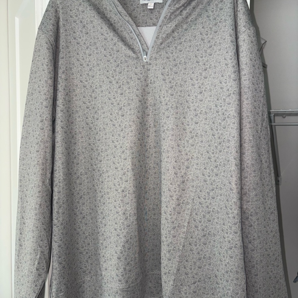 Gray Skull Patterned Quarter-Zip Sweatshirt